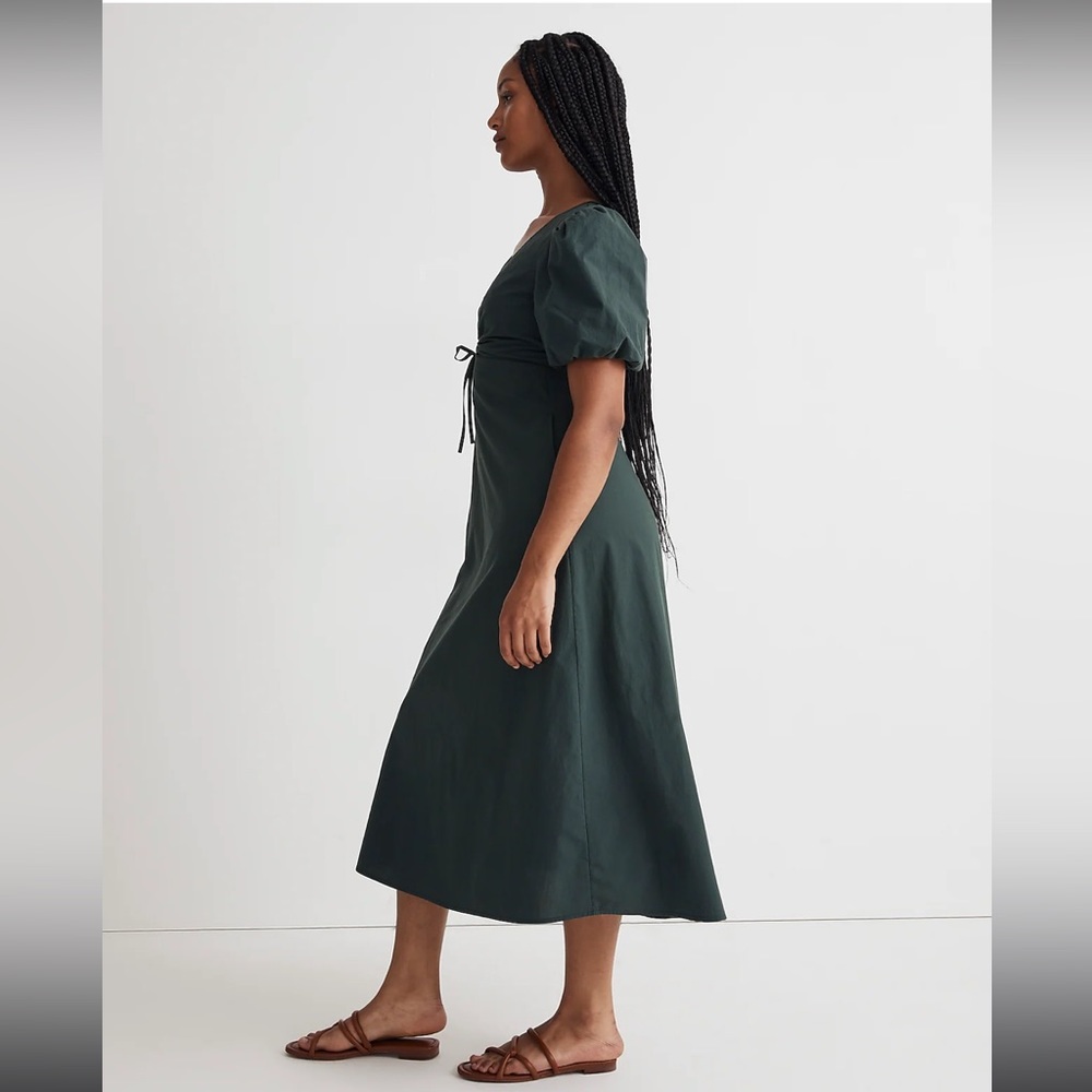 Madewell Poplin Cut-Out Puff Sleeve Midi Dress - Picture 3 of 6